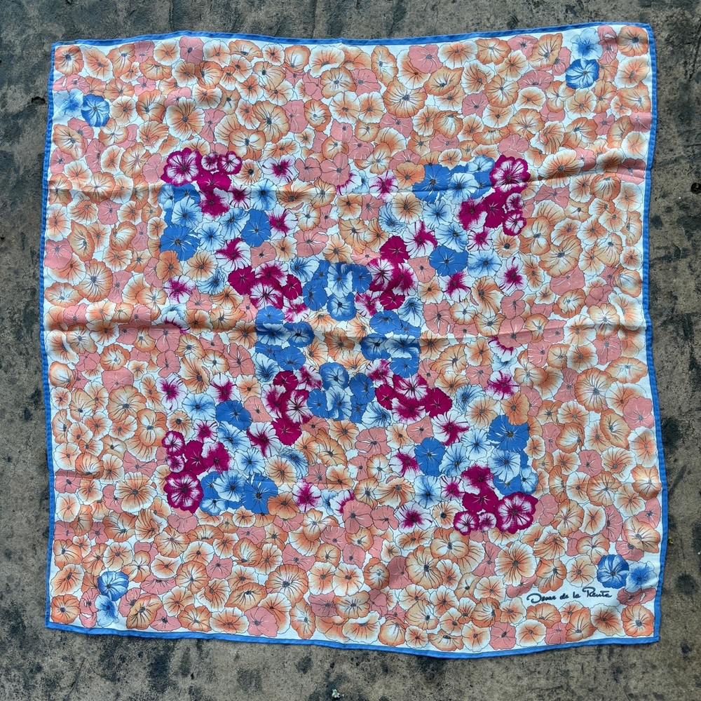 Oscar de la Renta Floral Silk Scarf